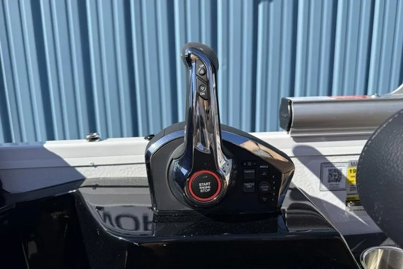 Slide: The Image of Throttle control of 2026 Premier 230 Intrigue RF boat, featuring start/stop button. - 29