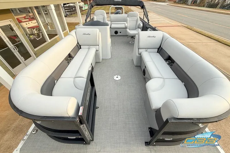 Slide: The Image of 2022 Bentley 243 Swingback pontoon boat with spacious seating and modern design. - 16
