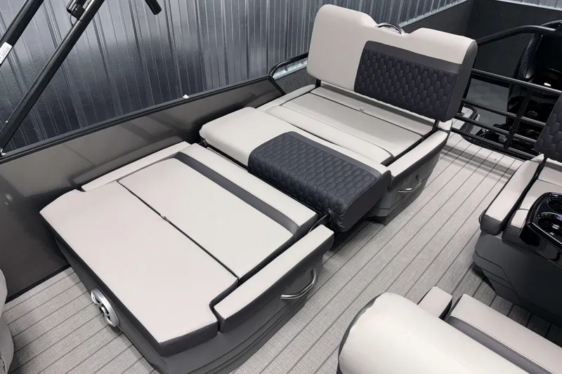Slide: The Image of Luxurious seating on 2026 Sylvan L3 RLZ boat with modern design and comfortable upholstery. - 23