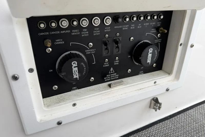 Slide: The Image of Control panel of a 2007 Rinker 370 Express Cruiser Hard Top boat. - 34