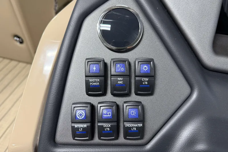 Slide: The Image of Control panel of 2026 Sylvan L3 RLZ boat with various function buttons. - 12