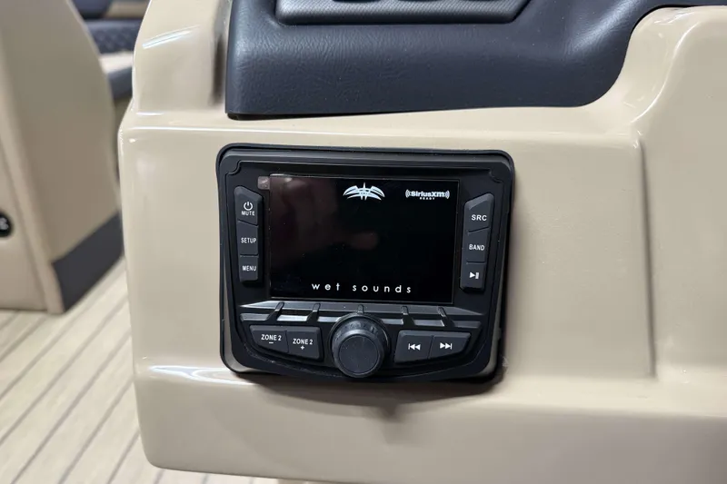 Slide: The Image of Control panel of 2026 Sylvan L3 RLZ boat featuring Wet Sounds audio system. - 15