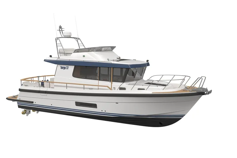 Slide: The Image of 2027 Targa TARGA 37 boat with sleek design and modern features. - 3