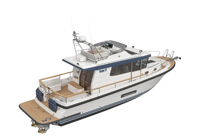 Slide: The Image of 2027 Targa TARGA 37 boat with sleek design and modern features. - 5