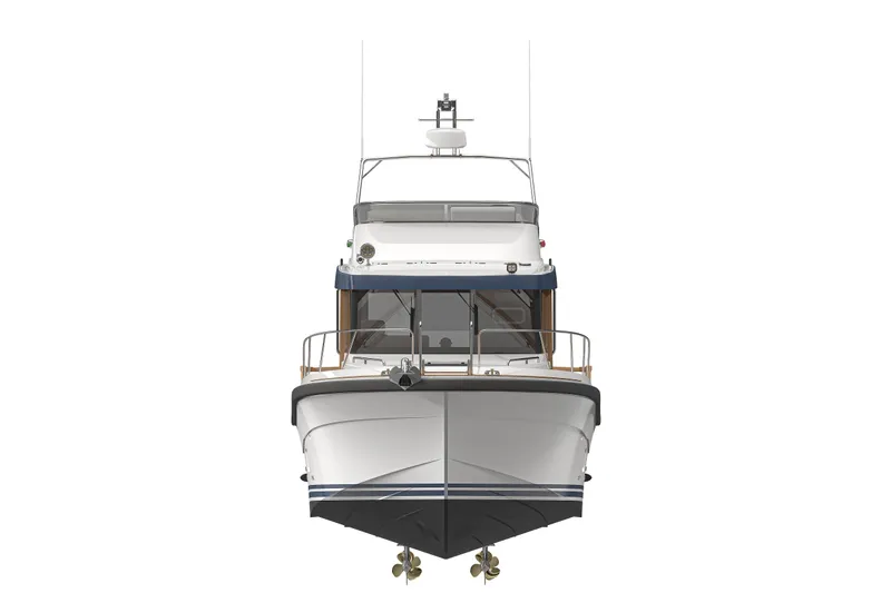 Slide: The Image of Front view of a 2027 Targa TARGA 37 boat, showcasing sleek design and modern features. - 6