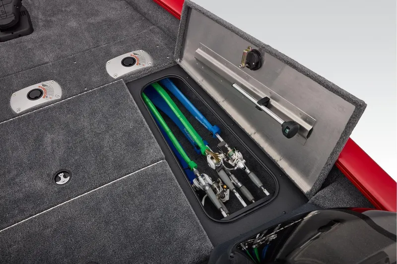 Slide: The Image of Manufacturer Provided Image: 2026 Tracker Pro Team 175 Crappie Edition boat with rod storage compartment open. - 25
