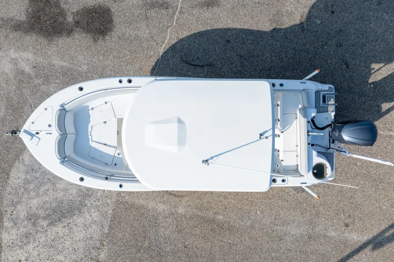 Slide: The Image of Aerial view of 2020 Sea Fox 249 Avenger boat on concrete surface. - 12