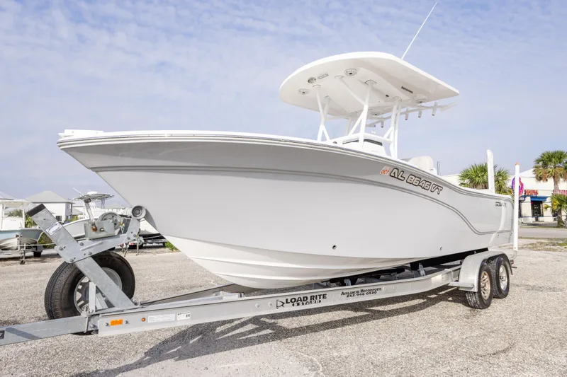 Slide: The Image of 2020 Sea Fox 249 Avenger boat on trailer, parked outdoors. - 7