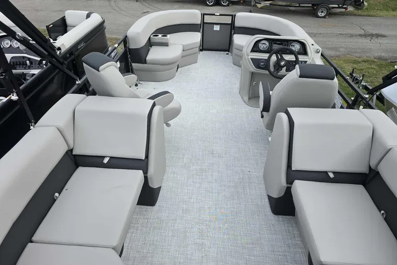 Slide: The Image of Luxurious 2026 Dockside boat interior with spacious seating and modern helm design. - 14