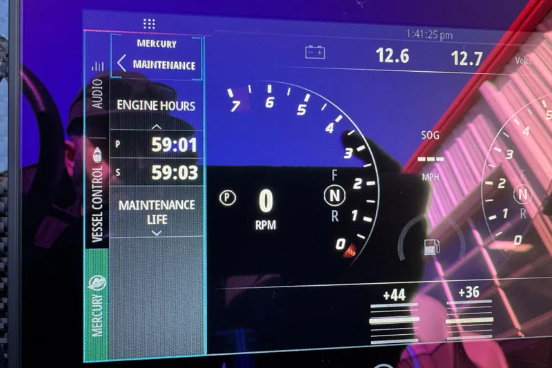 Slide: The Image of Digital dashboard of MTI 440X 2025 showing engine hours and maintenance data. - 26