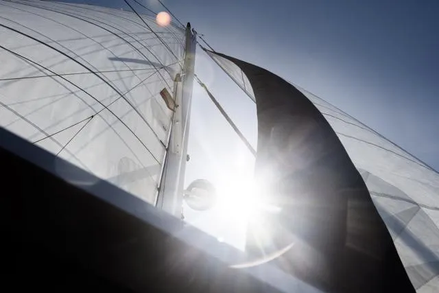 Slide: The Image of Sailboat mast and sails against bright sun, Eyecat 55 Autumn, 2024 model. - 33