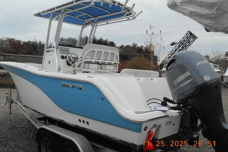 Slide: The Image of 2021 Sea Fox 228 Commander boat with Yamaha 200 engine on trailer. - 5