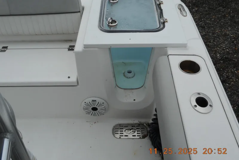 Slide: The Image of 2021 Sea Fox 228 Commander boat interior with seating and storage compartments. - 9