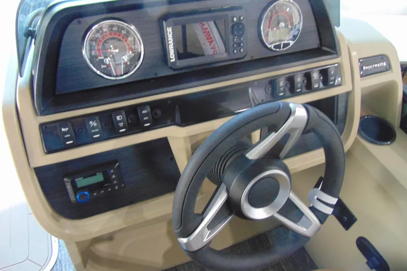 Slide: The Image of Steering console of 2026 Godfrey Sweetwater 2286 DT 27" iMPACT Tri-Toon boat. - 17