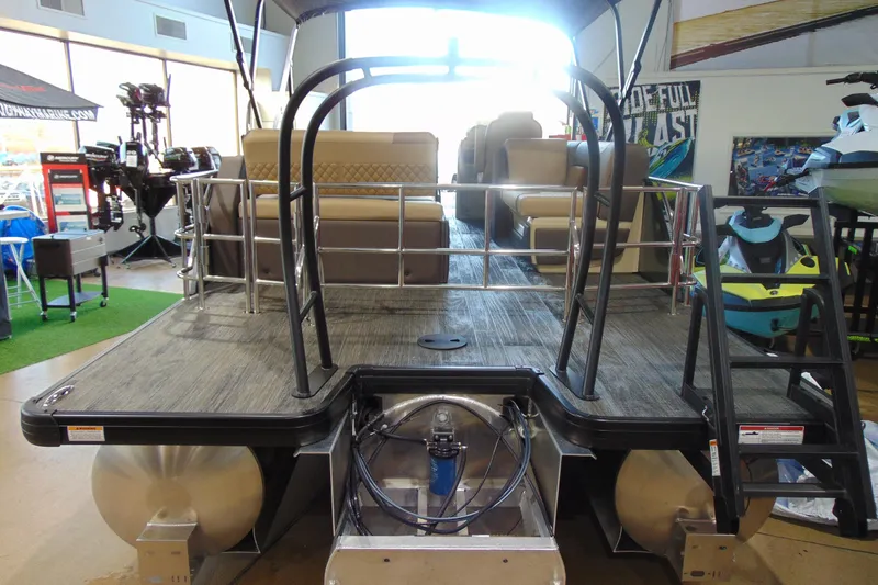 Slide: The Image of 2026 Godfrey Sweetwater 2286 DT 27" iMPACT Tri-Toon boat interior, showroom display. - 6