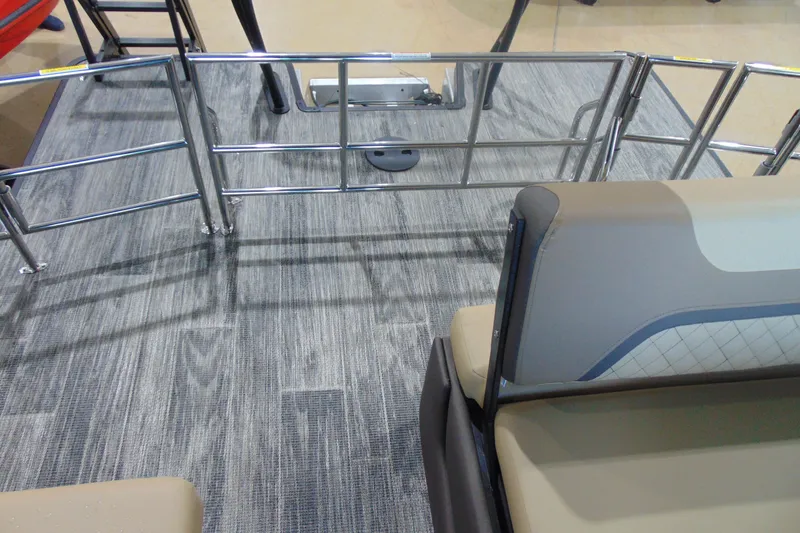 Slide: The Image of Interior view of 2026 Godfrey Sweetwater 2286 DT 27" iMPACT Tri-Toon boat, featuring seating and flooring. - 8