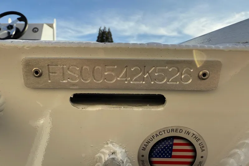 Slide: The Image of Hull identification number on a 2026 Fish Rite Angler 18 boat, manufactured in the USA. - 17