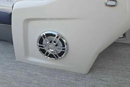 Slide: The Image of 2023 Avalon Catalina Funship 2585 boat speaker detail on deck. - 16