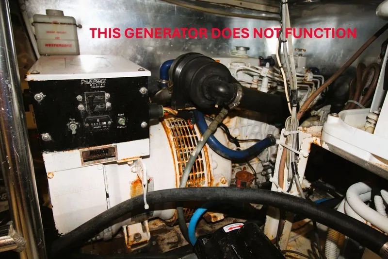 Slide: The Image of Engine room of 1999 Ocean Yachts 60 Super Sport with non-functional generator. - 67