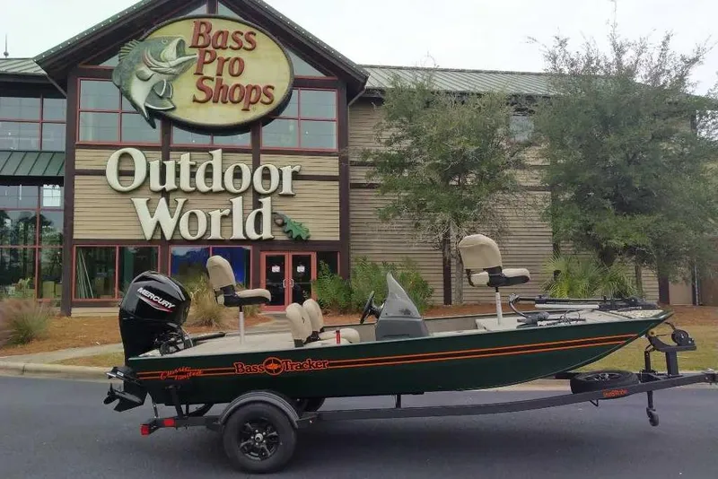 Slide: The Image of 2026 Tracker Bass Tracker Classic Limited boat outside Bass Pro Shops Outdoor World. - 6