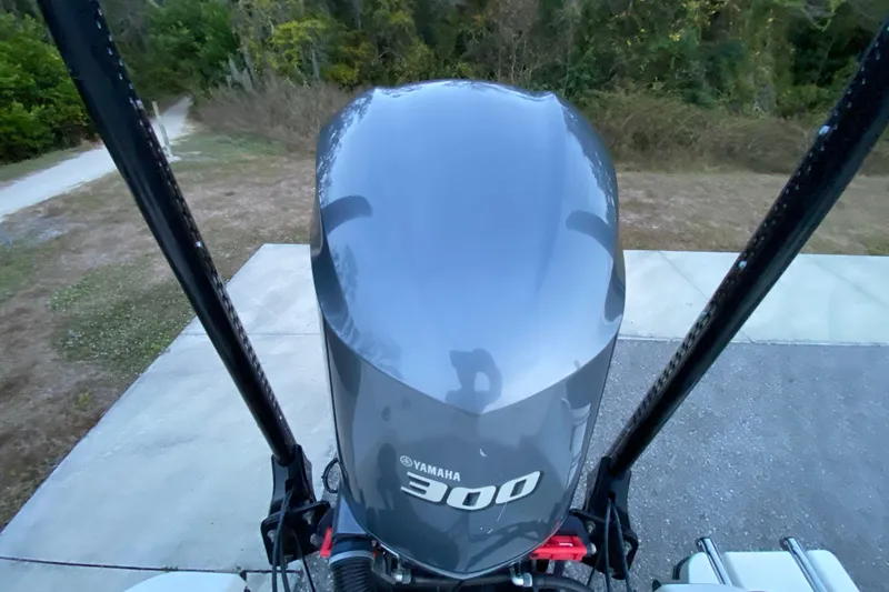 Slide: The Image of Yamaha 300 outboard motor on a 2020 Pathfinder 2500 Hybrid boat. - 82