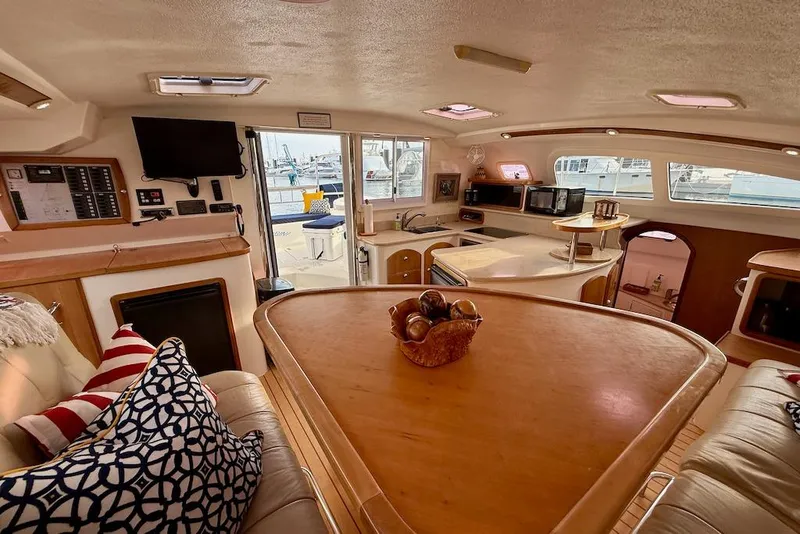 Slide: The Image of Luxurious interior of 2006 Island Spirit 401 yacht with modern amenities and cozy seating. - 26