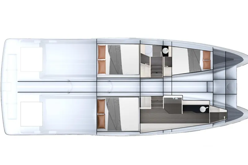Slide: The Image of 2026 Dracan 42 Catamaran interior layout, featuring spacious cabins and modern amenities. - 19