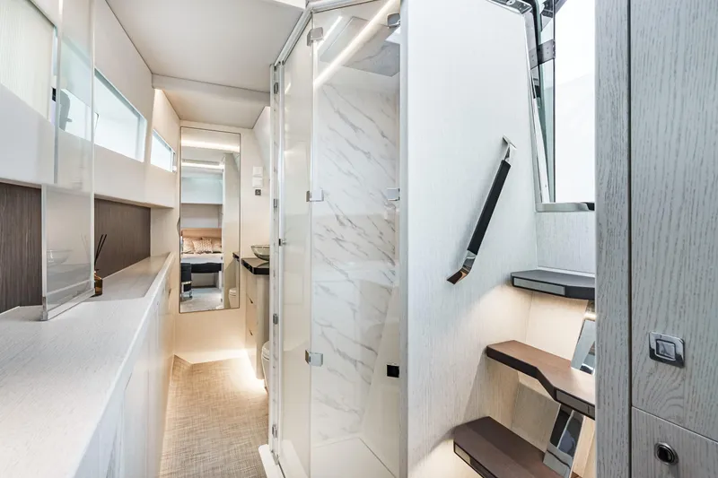 Slide: The Image of Luxurious interior of 2026 Dracan 42 Catamaran featuring modern design and elegant finishes. - 27