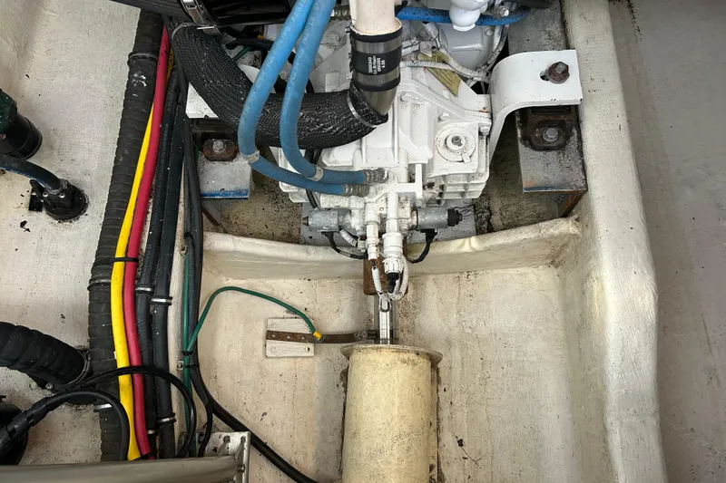 Slide: The Image of Electrical system of a 2008 Back Cove 33 boat, featuring batteries and wiring. - 35