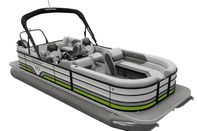 Slide: The Image of 2025 Veranda VR22RC Tri-Toon boat with sleek design and comfortable seating. - 10