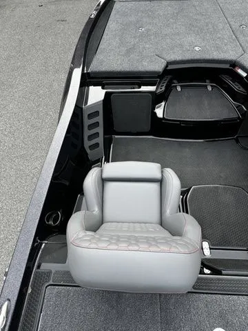 Slide: The Image of 2025 Ikon Boats VLX21 interior with sleek gray seating and modern design. - 6