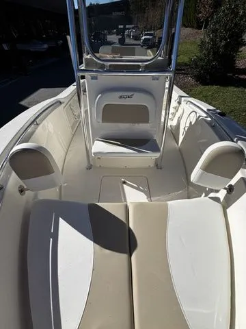 Slide: The Image of 2025 Bulls Bay 200CC boat interior with seating and console, showcasing modern design and functionality. - 9