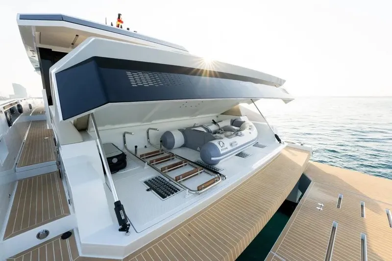 Slide: The Image of Luxury De Antonio Yachts D60, 2026 model, with open deck and sea view. - 33