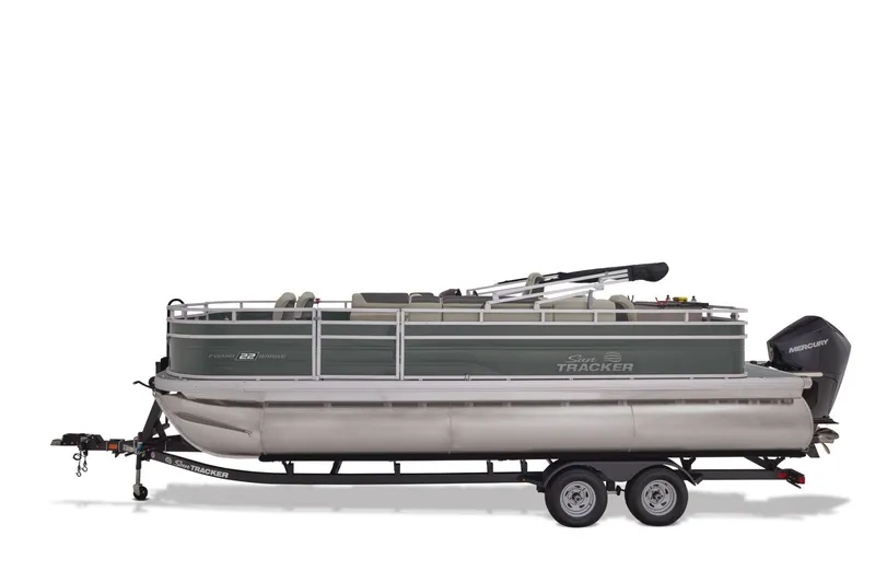 Slide: The Image of 2026 Sun Tracker Fishin' Barge 22 XP3 interior with comfortable seating and modern design. - 10