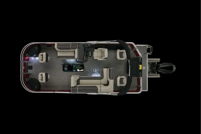 Slide: The Image of 2026 Sun Tracker Fishin' Barge 22 XP3 captain's chair and steering wheel. - 18