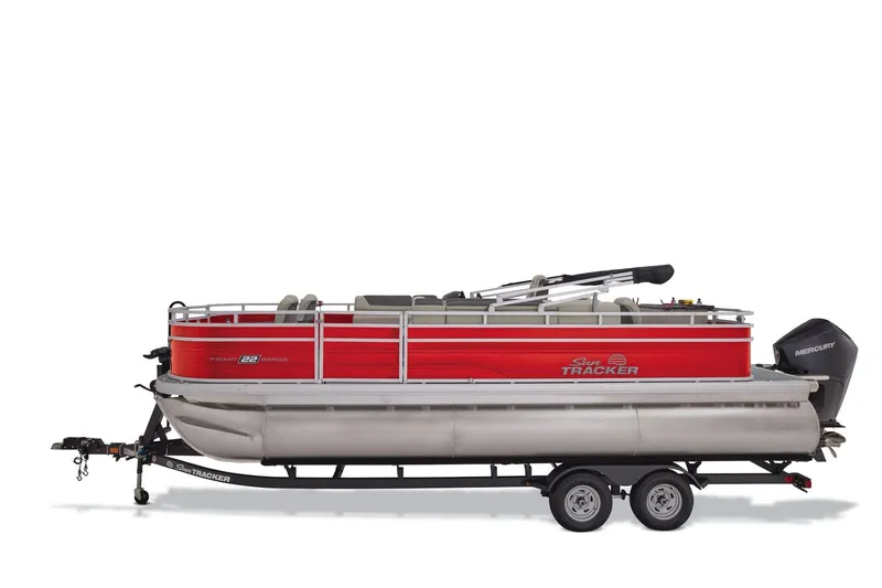 Slide: The Image of 2026 Sun Tracker Fishin' Barge 22 XP3 interior with plush seating and spacious layout. - 9