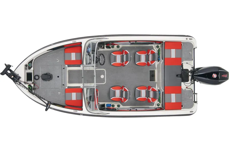 Slide: The Image of 2026 Ranger 1850MS boat interior with modern seating and steering console. - 4