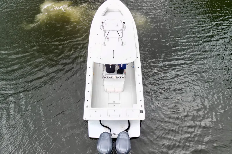 Slide: The Image of Aerial view of 2005 Jupiter 31 Center Console boat on water. - 20