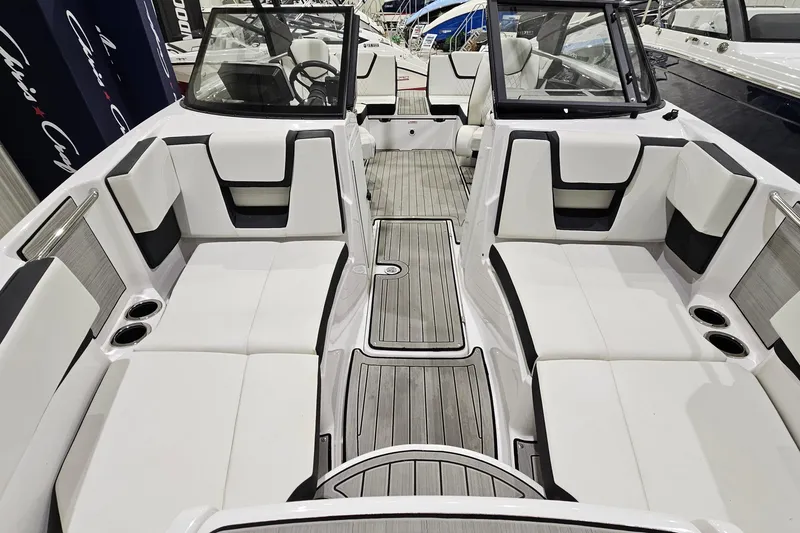 Slide: The Image of 2024 Yamaha Boats 222SE interior with sleek seating and modern design. - 17