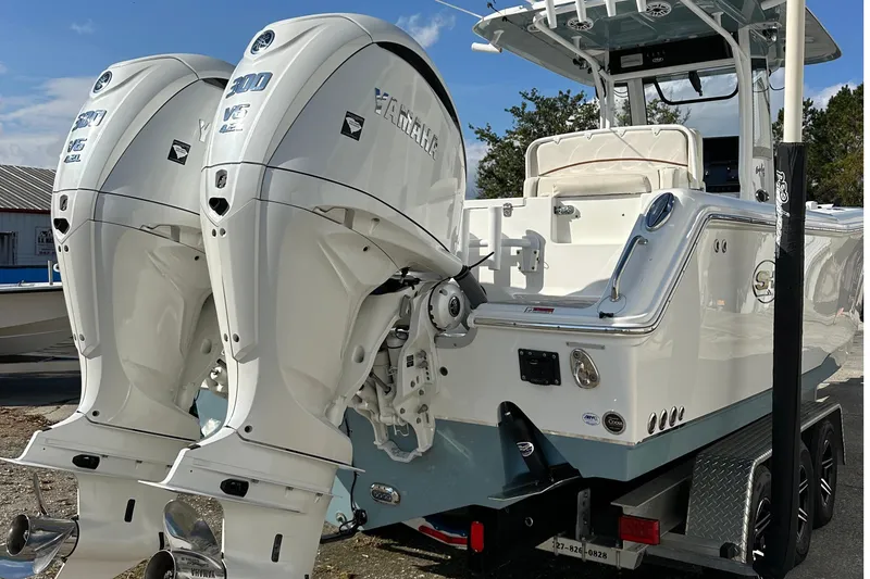 Slide: The Image of 2022 Sea Hunt Gamefish 30 Coffin Box with twin Yamaha 300 engines. - 2