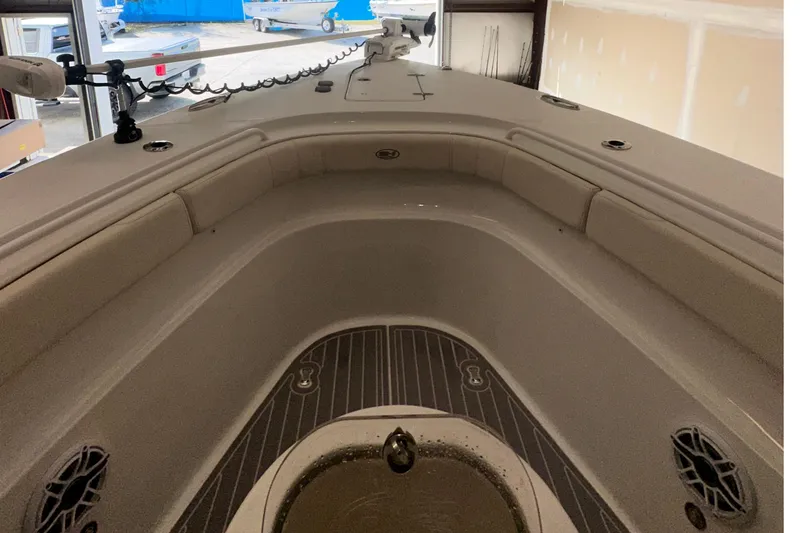 Slide: The Image of 2022 Sea Hunt Gamefish 30 Coffin Box boat interior, featuring spacious seating and modern design. - 20