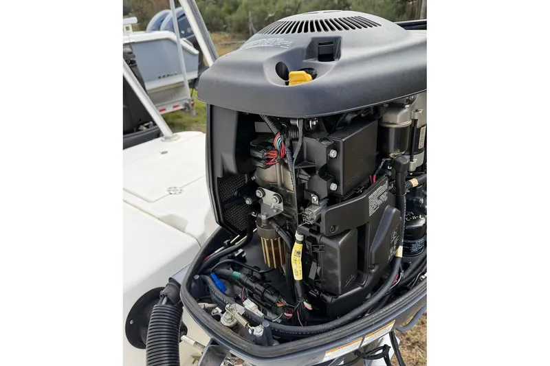 Slide: The Image of 2017 World Cat Glacier Bay Edition 2740 engine close-up, showcasing internal components. - 61