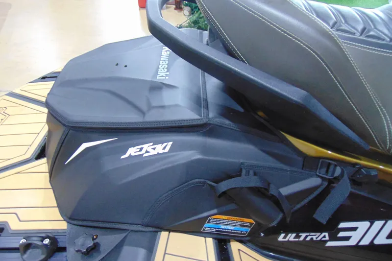 Slide: The Image of 2023 Kawasaki Jetski Ultra 310LX, close-up of seat and branding details. - 11