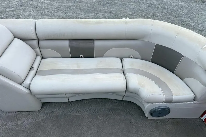 Slide: The Image of 2014 JC NepToon 24 Limited boat seating with beige and gray upholstery. - 10