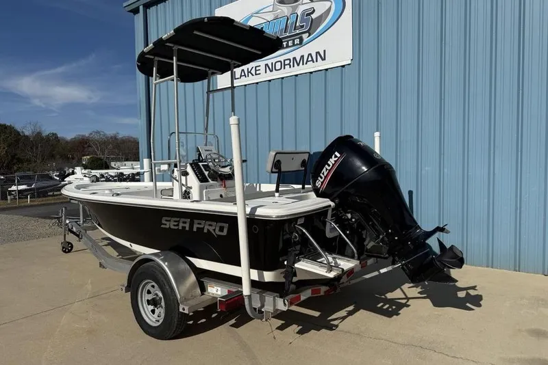Slide: The Image of 2020 Sea Pro 172 Bay boat with Suzuki outboard motor on trailer. - 7