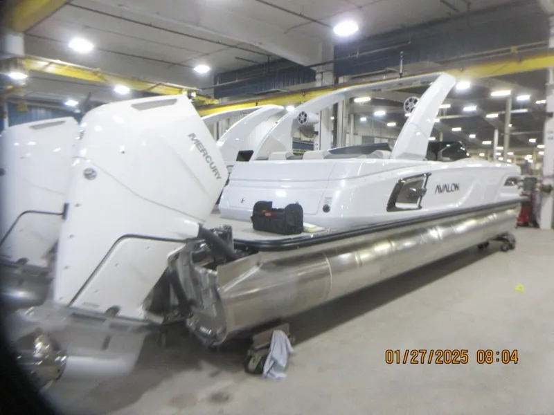 Slide: The Image of Avalon 27 FT Excalibur Elite Carbon Series Windshield w/ Twin 500HP Mercury's AND JOYSTICK CONTROLS!! 2026 - 4