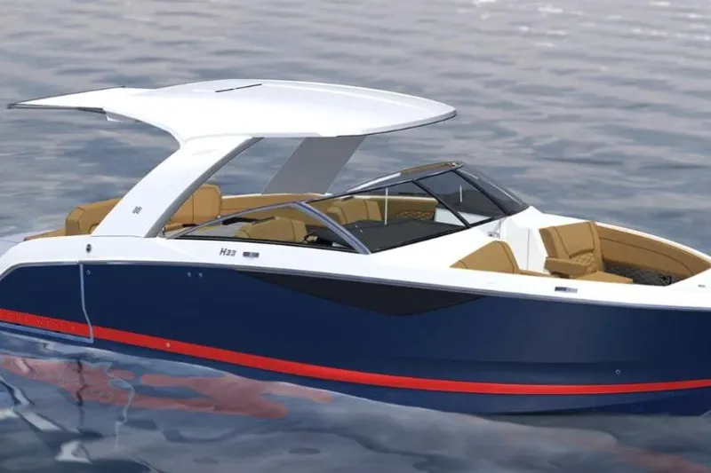 The Image of 2026 Four Winns H33 boat with sleek design on calm water. - 0