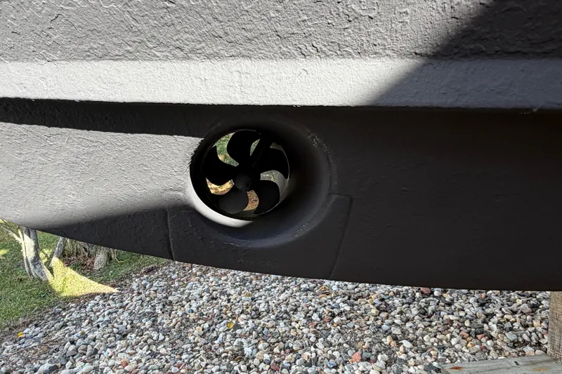 Slide: The Image of Close-up of a 2009 Grady-White Tournament 307 boat's bow thruster. - 35