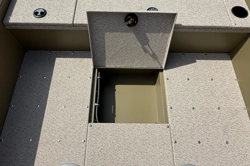 Slide: The Image of 2025 Lund 1875 Alaskan SS boat interior with open storage compartment. - 27