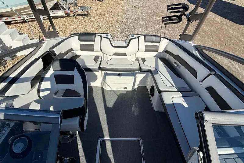 Slide: The Image of 2019 Yamaha Boats AR195 interior with sleek seating and modern design. - 7